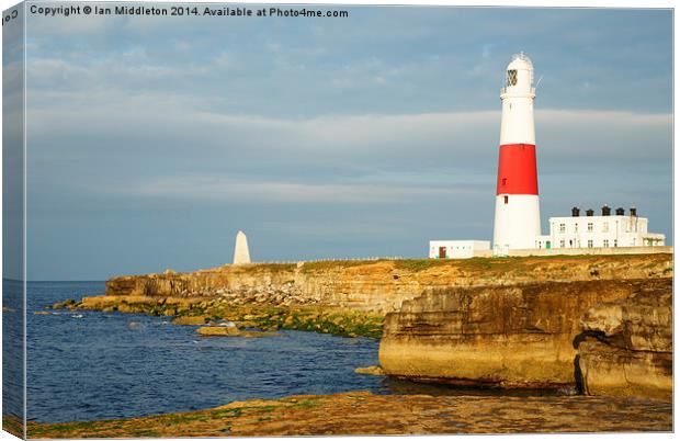 Morning at Portland Bill Lighthouse Canvas Print by Ian Middleton