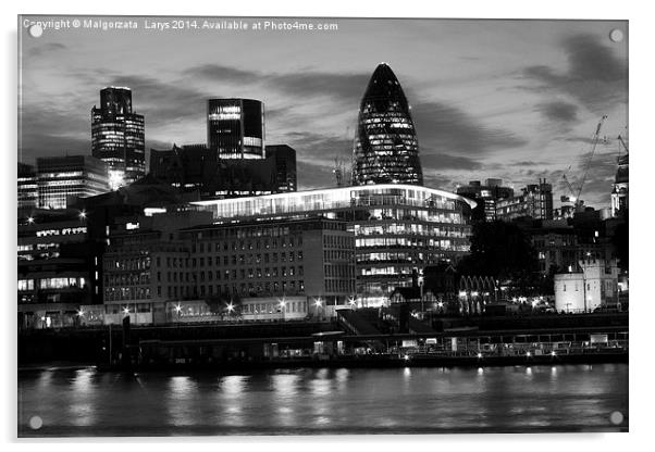 London at night Acrylic by Malgorzata Larys