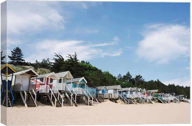 Beach huts at Wells-next-the-sea. Norfolk, UK. Canvas Print by Liam Grant