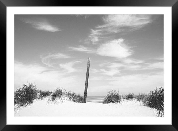 Blue sky beach and sand dunes. Wells-next-the-sea. Framed Mounted Print by Liam Grant