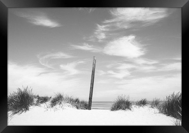 Blue sky beach and sand dunes. Wells-next-the-sea. Framed Print by Liam Grant