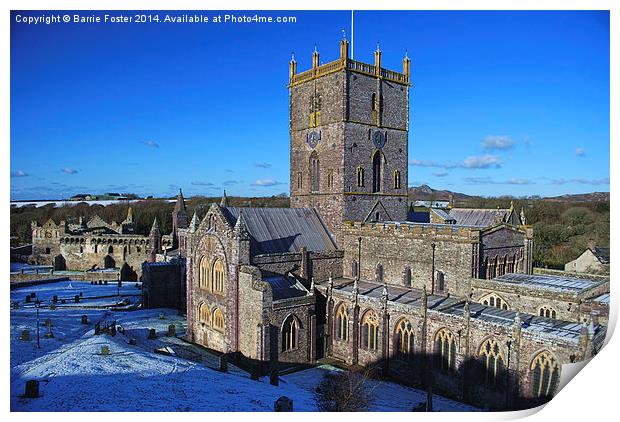 St Davids Cathedral & Palace Print by Barrie Foster