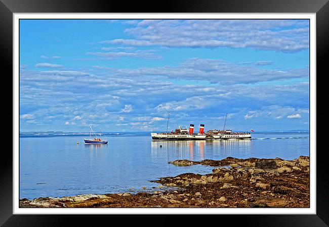 The Waverly leaving Brodick pier Framed Print by jane dickie
