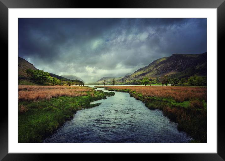 River to Buttermere Framed Mounted Print by andrew bagley