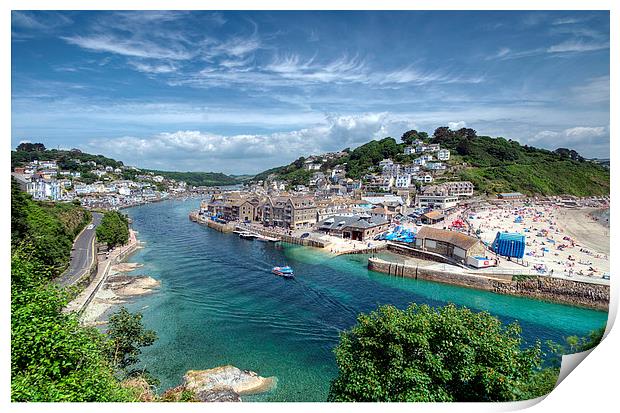 The River Looe and Town beach. Print by Rosie Spooner
