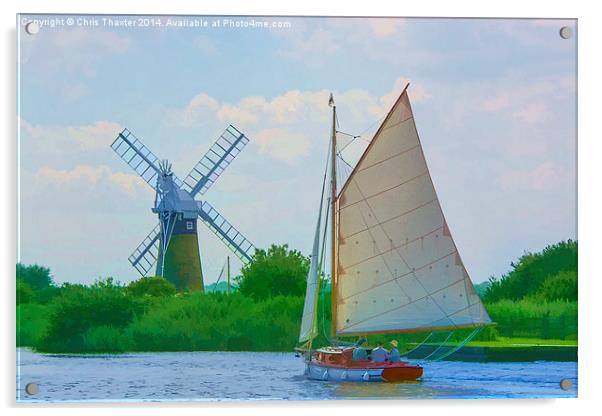 Sailing the Norfolk Broads 2 Acrylic by Chris Thaxter