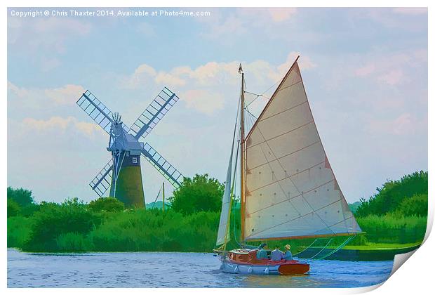 Sailing the Norfolk Broads 2 Print by Chris Thaxter