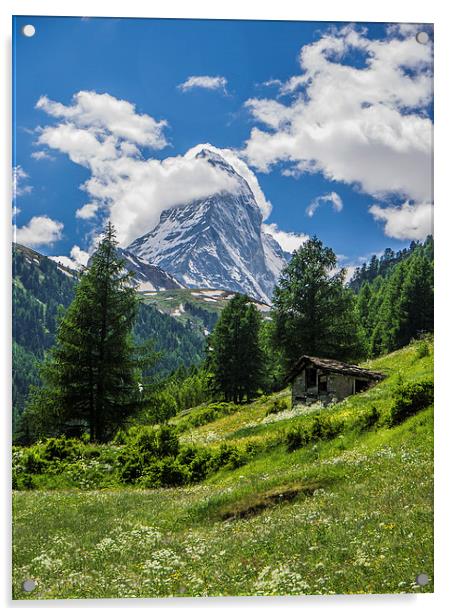 Matterhorn Hut Acrylic by Laura Kenny