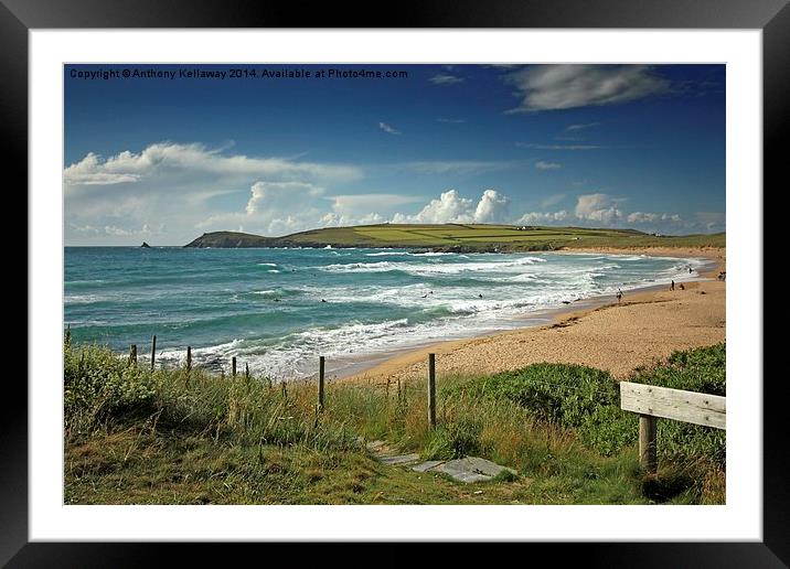 CONSTANTINE BAY CORNWALL Framed Mounted Print by Anthony Kellaway