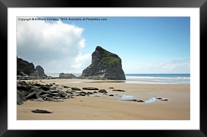 BEDRUTHAN STEPS BEACH Framed Mounted Print by Anthony Kellaway