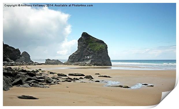 BEDRUTHAN STEPS BEACH Print by Anthony Kellaway