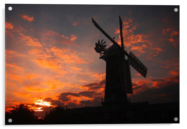 Skidby Mill Sunset Acrylic by Ian Pettman