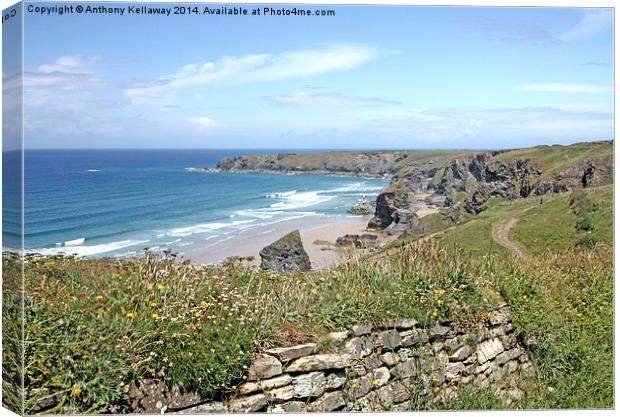 BEDRUTHAN STEPS CORNWALL Canvas Print by Anthony Kellaway