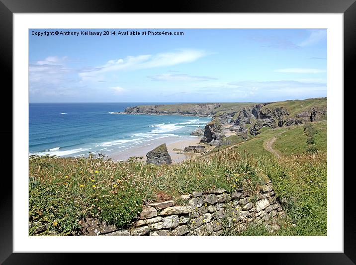 BEDRUTHAN STEPS CORNWALL Framed Mounted Print by Anthony Kellaway