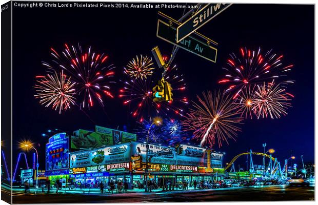 Saturday Night At Coney Island Canvas Print by Chris Lord
