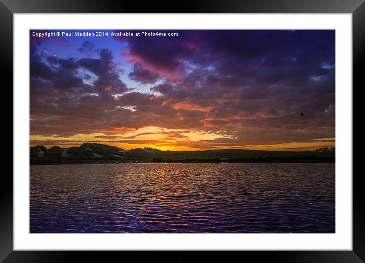 Sunset over the boating lake Framed Mounted Print by Paul Madden