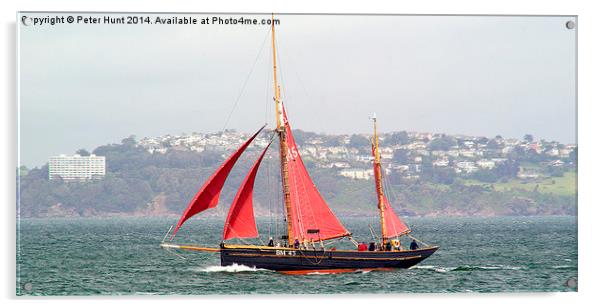 Brixham Sailing Trawler Pilgrim Racing Acrylic by Peter F Hunt