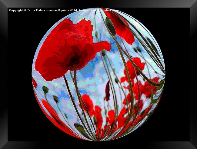 Abstract poppies 3 Framed Print by Paula Palmer canvas