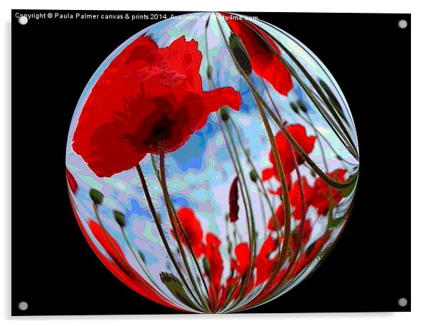 Abstract poppies 3 Acrylic by Paula Palmer canvas