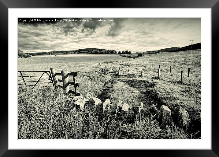 Countryside in Scotland in black and white Framed Mounted Print by Malgorzata Larys