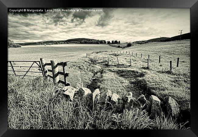 Countryside in Scotland in black and white Framed Print by Malgorzata Larys