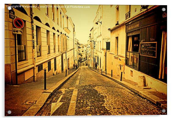 Streets of Paris, France, vintage style Acrylic by Malgorzata Larys