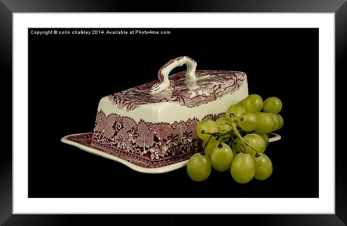 Cheese Dish and Grapes Framed Mounted Print by colin chalkley