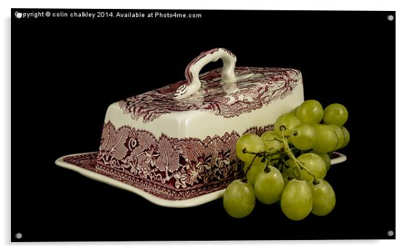 Cheese Dish and Grapes Acrylic by colin chalkley