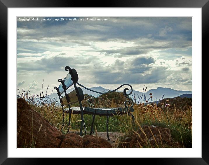 Beautiful olf bench on the beach of Millport, Scot Framed Mounted Print by Malgorzata Larys