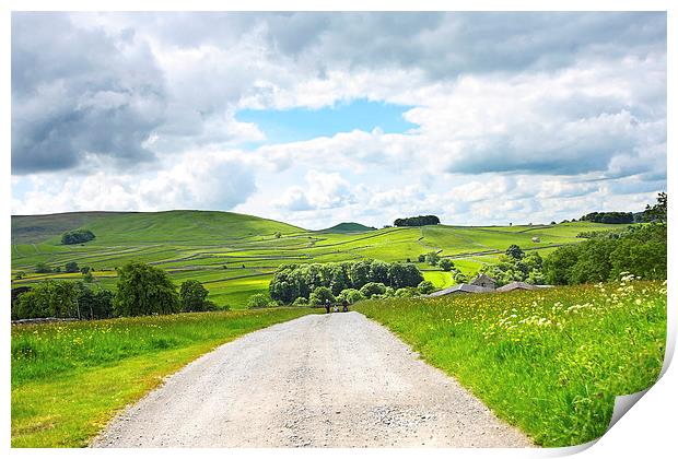 Beautiful landscape with rural road and hills Print by Malgorzata Larys