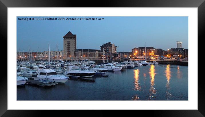 Swansea Marina at Dusk Framed Mounted Print by HELEN PARKER