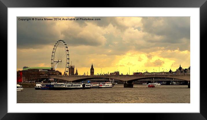 Waterloo Bridge Framed Mounted Print by Diana Mower