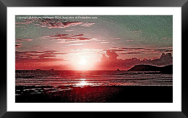 SUNSET WATERCOLOUR Framed Mounted Print by Anthony Kellaway