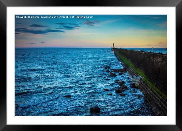 Tynemouth Pier & Lighthouse Framed Mounted Print by George Davidson