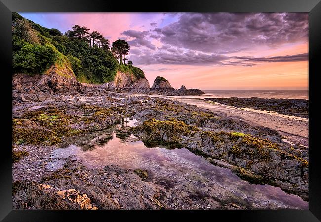 Lee Bay Sunrise Framed Print by Dave Wilkinson North Devon Ph