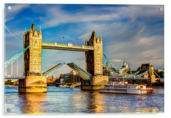 Tower Bridge London opening Acrylic by David Pyatt