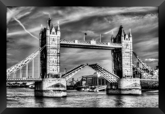 Tower Bridge London opening Framed Print by David Pyatt