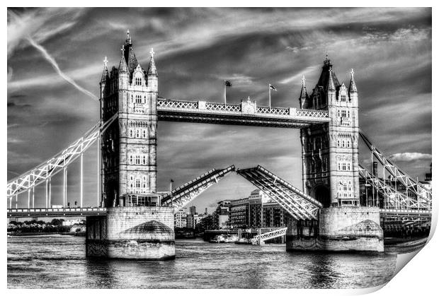 Tower Bridge London opening Print by David Pyatt