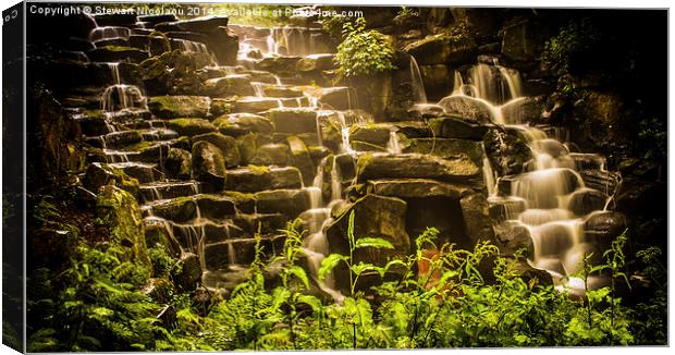 Waterfall at virginia water Canvas Print by Stewart Nicolaou