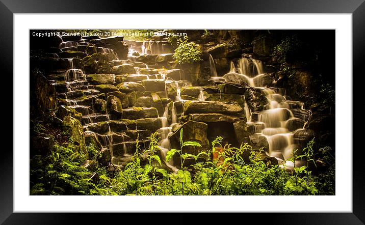 Waterfall at virginia water Framed Mounted Print by Stewart Nicolaou
