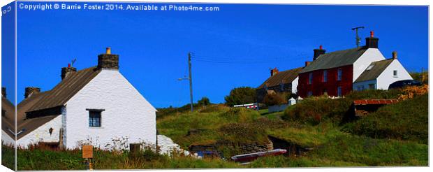 Abereiddy Cottages Canvas Print by Barrie Foster
