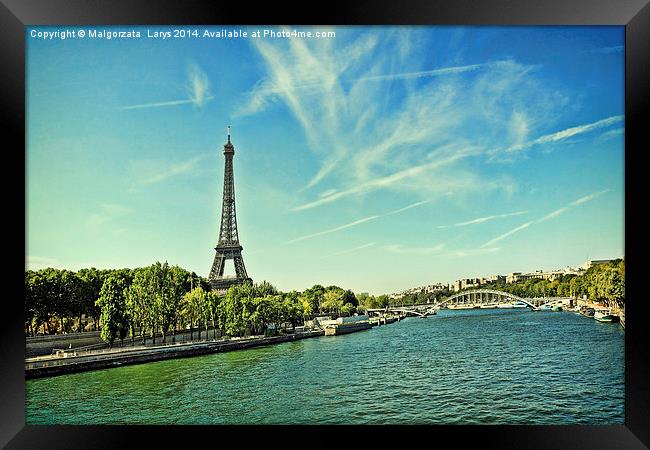 Beautiful, summer scene of Paris with the Eiffle T Framed Print by Malgorzata Larys