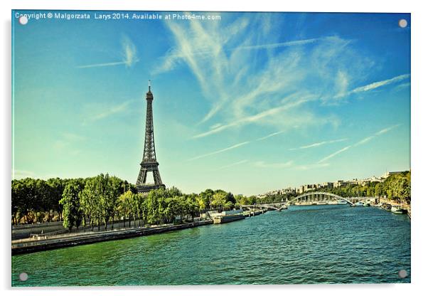 Beautiful, summer scene of Paris with the Eiffle T Acrylic by Malgorzata Larys