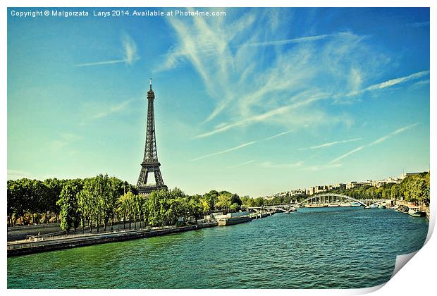 Beautiful, summer scene of Paris with the Eiffle T Print by Malgorzata Larys