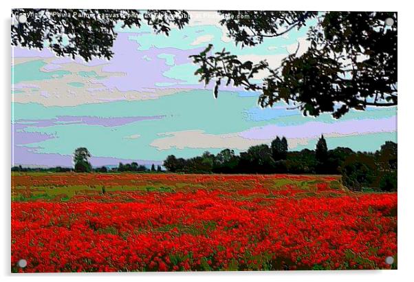 Digital Poppy field Acrylic by Paula Palmer canvas