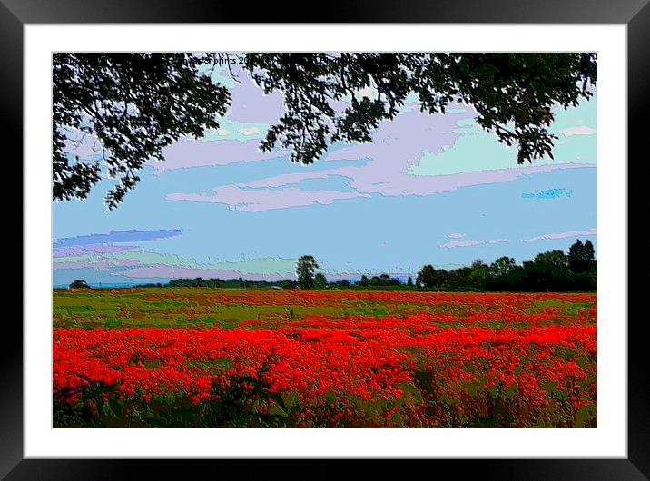Digital Poppy field 2 Framed Mounted Print by Paula Palmer canvas