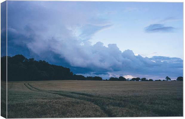 Evening thunder storm and clouds over rural scene. Canvas Print by Liam Grant
