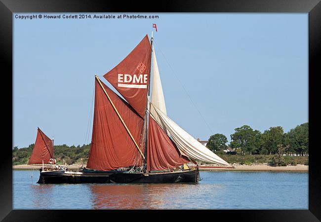 Thames Barge Edme Framed Print by Howard Corlett