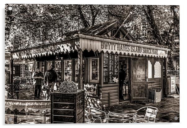 Hayes Island Snack Bar Cardiff Mono Acrylic by Steve Purnell