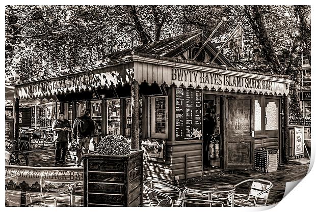Hayes Island Snack Bar Cardiff Mono Print by Steve Purnell